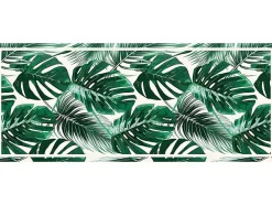 Tapete De Corredor Em Vinil Estilo Etnico Sierrana - 66X160 Cm - Verde E Branco