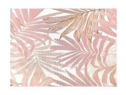 Tapete De Interior Ou De Exterior Etnico Motivos Folhas 150 X 200 Cm Cor-De-Rosa - Roceta