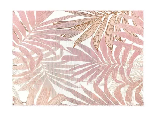 Tapete De Interior Ou De Exterior Etnico Motivos Folhas 150 X 200 Cm Cor-De-Rosa - Roceta