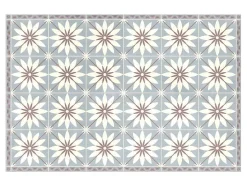 Tapete De Vinil Efeito Azulejo Com Flores De 120 X 180 Cm - Florita