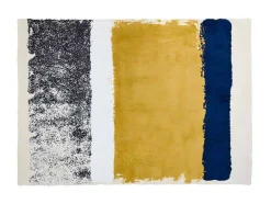 Tapete Em Poliester De 200 X 290 Cm Cor Amarelo Mostarda, Azul-Marinho E Cinza - Camden