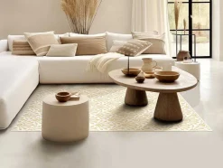 Tapete Em Vinil Art Deco 120X180 Cm Bege E Branco - Duchessy