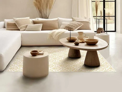 Tapete Em Vinil Art Deco 120X180 Cm Bege E Branco - Duchessy