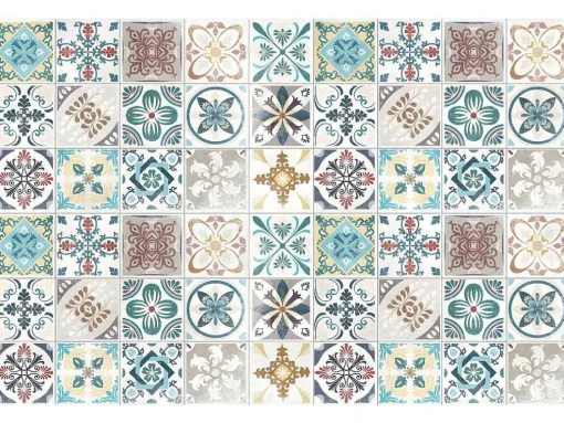 Tapete Em Vinil Efeito Azulejo De 120 X 180 Cm Multicolor - Santander