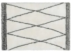 Tapete Felpudo 160 X 230 Cm Em Poliester Bege E Cinza Estilo Berbere - Hania