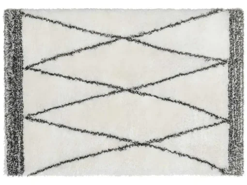 Tapete Felpudo 160 X 230 Cm Em Poliester Bege E Cinza Estilo Berbere - Hania