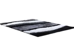 Tapete Shaggy Ecume - Poliester Tufado A Mão - Preto E Branco - 140*200 Cm