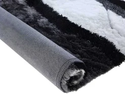 Tapete Shaggy Ecume - Poliester Tufado A Mão - Preto E Branco - 140*200 Cm