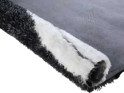 Tapete Shaggy Ecume - Poliester Tufado A Mão - Preto E Branco - 140*200 Cm