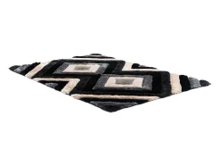 Tapete Shaggy Efeito 3D Sablier - Poliester - Cinza, Preto E Branco - 140X200 Cm