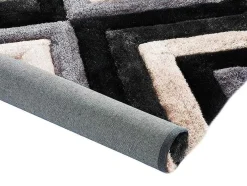 Tapete Shaggy Efeito 3D Sablier - Poliester - Cinza, Preto E Branco - 140X200 Cm