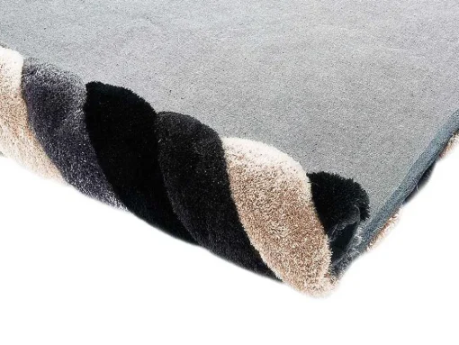 Tapete Shaggy Efeito 3D Sablier - Poliester - Cinza, Preto E Branco - 140X200 Cm