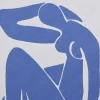 Tela Impressa Emoldurada Mulher De 60 X 80 Cm Com Moldura Em Madeira Cor Azul E Bege - Lolia