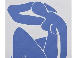 Tela Impressa Emoldurada Mulher De 60 X 80 Cm Com Moldura Em Madeira Cor Azul E Bege - Lolia