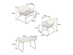Tiga Mobiliário De Jardim Conjunto Em Resina Tecida 4 Assentos - Almofadas Cinzentas