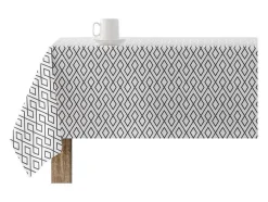 Toalha De Mesa 100% Algodao Resistente A Nodoas Com Desenho Geometrico Cinzento