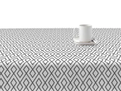 Toalha De Mesa 100% Algodao Resistente A Nodoas Com Desenho Geometrico Cinzento