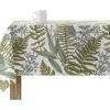 Toalha De Mesa Resistente As Manchas 100% Algodao Motivos Vegetais Em Tons De Verde
