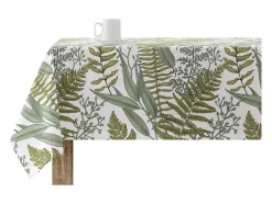 Toalha De Mesa Resistente As Manchas 100% Algodao Motivos Vegetais Em Tons De Verde