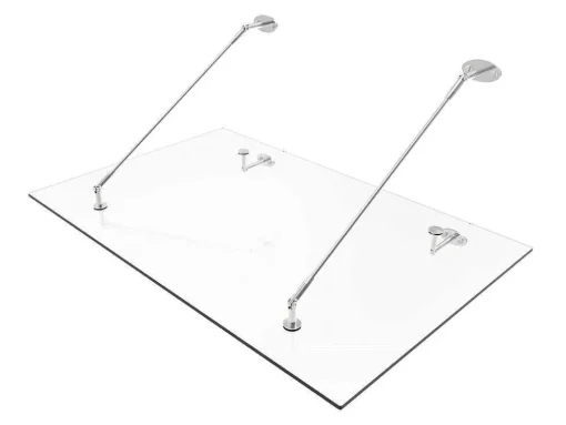 Toldo De Porta Em Aco Inoxidavel 150 X 100 Cm Liso Inclinavel Prateado - Rami