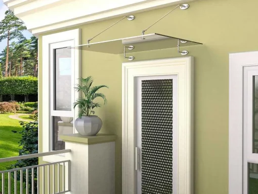 Toldo De Porta Em Aco Inoxidavel 150 X 100 Cm Liso Inclinavel Prateado - Rami