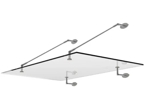 Toldo De Porta Em Aco Inoxidavel 150 X 100 Cm Liso Inclinavel Prateado - Rami