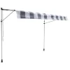 Toldo De Varanda Chene 3 1,2M - Tecido Riscado Branco/Cinzento E Moldura Branca