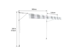 Toldo De Varanda Chene 3 1,2M - Tecido Cinzento E Armacao Cinzenta