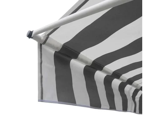 Toldo De Varanda Chene 2 1,2M - Tecido Listrado Branco/Cinzento E Moldura Branca