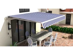 Toldo Retratil Manual Paleas 3,95 X 2,5 M - Verde Azulado E Branco