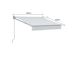 Toldo Saule 2,5 2M - Tecido Listrado Branco/Cinzento E Estrutura Branca