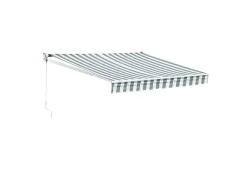 Toldo Saule 2,5 2M - Tecido Listrado Branco/Cinzento E Estrutura Branca