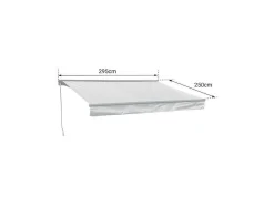 Toldo Saule 2,95 2,5M Com Semi-Canopia - Tecido Listrado Branco/Cinzento E Estrutura Branca