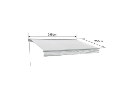 Toldo Saule 2,95 2,5M Com Semi-Canopia - Tecido Listrado Branco/Cinzento E Estrutura Branca