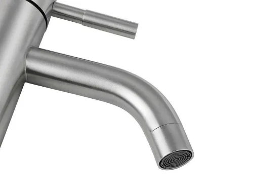 Torneira Misturadora Mecanica Arredondada Em Inox Cor Niquel Escovado A29,6 Cm - Salavan