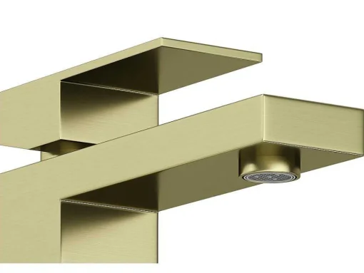 Torneira Misturadora Mecanica Quadrada A15,7 Cm Dourado Acabamento Acetinado - Vipava