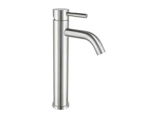 Torneira Misturadora Mecanica Arredondada Em Inox Cor Niquel Escovado A29,6 Cm - Salavan