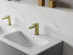 Torneira Misturadora Mecanica Quadrada A15,7 Cm Dourado Acabamento Acetinado - Vipava