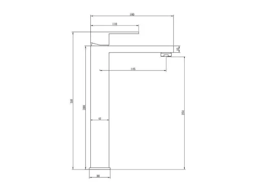 Torneira Misturadora Mecanica Quadrada Em Inox Escovado Preto Mate A31 Cm - Canilas