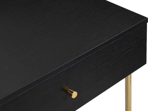 Toucador Com Espelho E 2 Gavetas Mdf E Aco Preto E Dourado - Milavia De Pascal Morabito