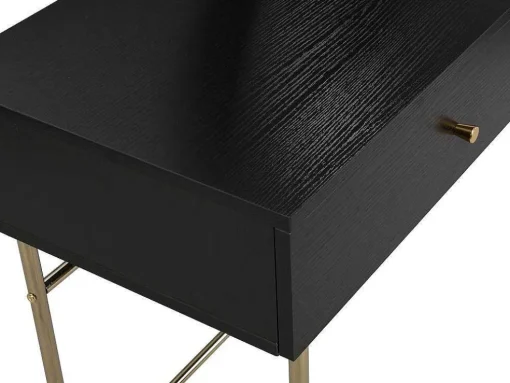 Toucador Com Espelho E 2 Gavetas Mdf E Aco Preto E Dourado - Milavia De Pascal Morabito
