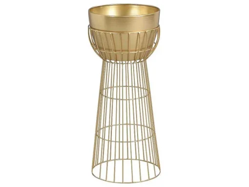 Vaso De Ornamentacao Filiforme Em Metal D. 30 X A. 71 Cm Dourado - Cemoro