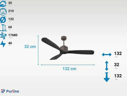 Ventilador De Tecto O132 Cm Com Wifi Reversivel Hypersilence
