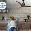 Ventilador De Tecto Reversivel Termostato Regulavel Termostato Wifi Motor Dc Tectos Inclinados Controlo Remoto Adaptador De Luz De Tres Tons 2/3 Laminas Memória Hipersilenciosa