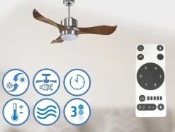 Ventilador De Tecto Reversivel Termostato Reversivel Regulavel Wifi Motor Dc Laminas De Tecto Inclinadas Memória Hypersilence