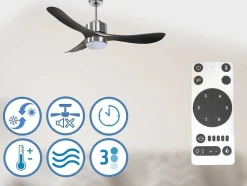 Ventilador De Tecto Reversivel Termostato Regulavel Termostato Wifi Motor Dc Tectos Inclinados Controlo Remoto Luz De Tres Tons Memória Hipersilenciosa