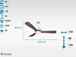 Ventilador De Tecto Reversivel Termostato Regulavel Termostato Wifi Motor Dc Tectos Inclinados Controlo Remoto Luz De Tres Tons Memória Hipersilenciosa