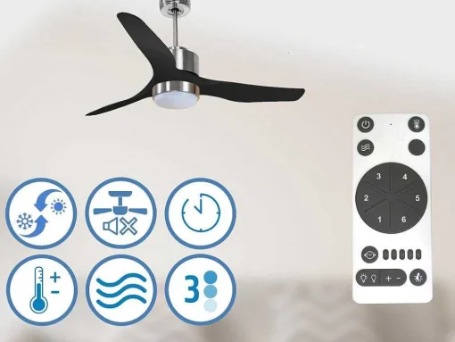 Ventilador De Tecto Reversivel Termostato Regulavel Termostato Wifi Motor Dc Tectos Inclinados Controlo Remoto Adaptador De Luz De Tres Tons 2/3 Laminas Memória Hipersilenciosa