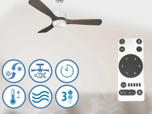 Ventilador De Tecto Reversivel Termostato Regulavel Termostato Wifi Motor Dc Tectos Inclinados Controlo Remoto Luz De Tres Tons Memória Hipersilenciosa