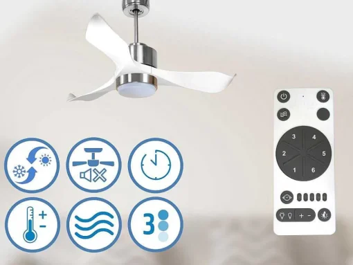 Ventilador De Tecto Reversivel Termostato Regulavel Termostato Regulavel Wifi Motor Dc Tectos Inclinados 2/3 Laminas Memória Hypersilence